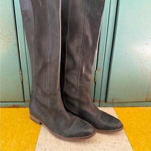 Chic Black Leather Over the Knee Boots